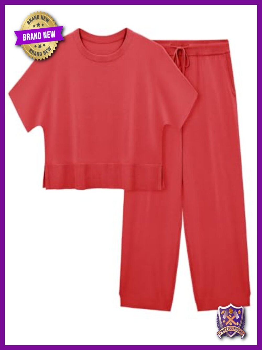 Womens 2 Piece Sweater Lounge Set Crop Top Wide Leg Pants